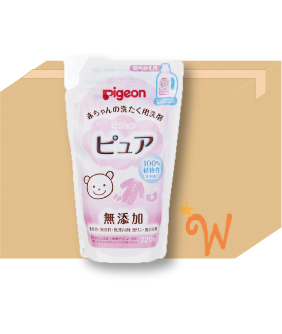 [原箱優惠] PIGEON 嬰兒專用濃縮洗衣液(無香) 補充裝 720ml x 12包